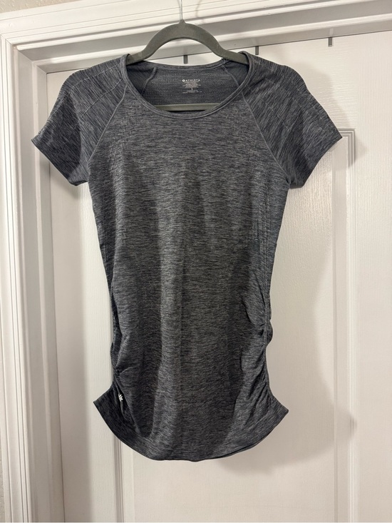 Athleta Tops - Athleta Ruched Heather Grey Short-Sleeve Performance Tee